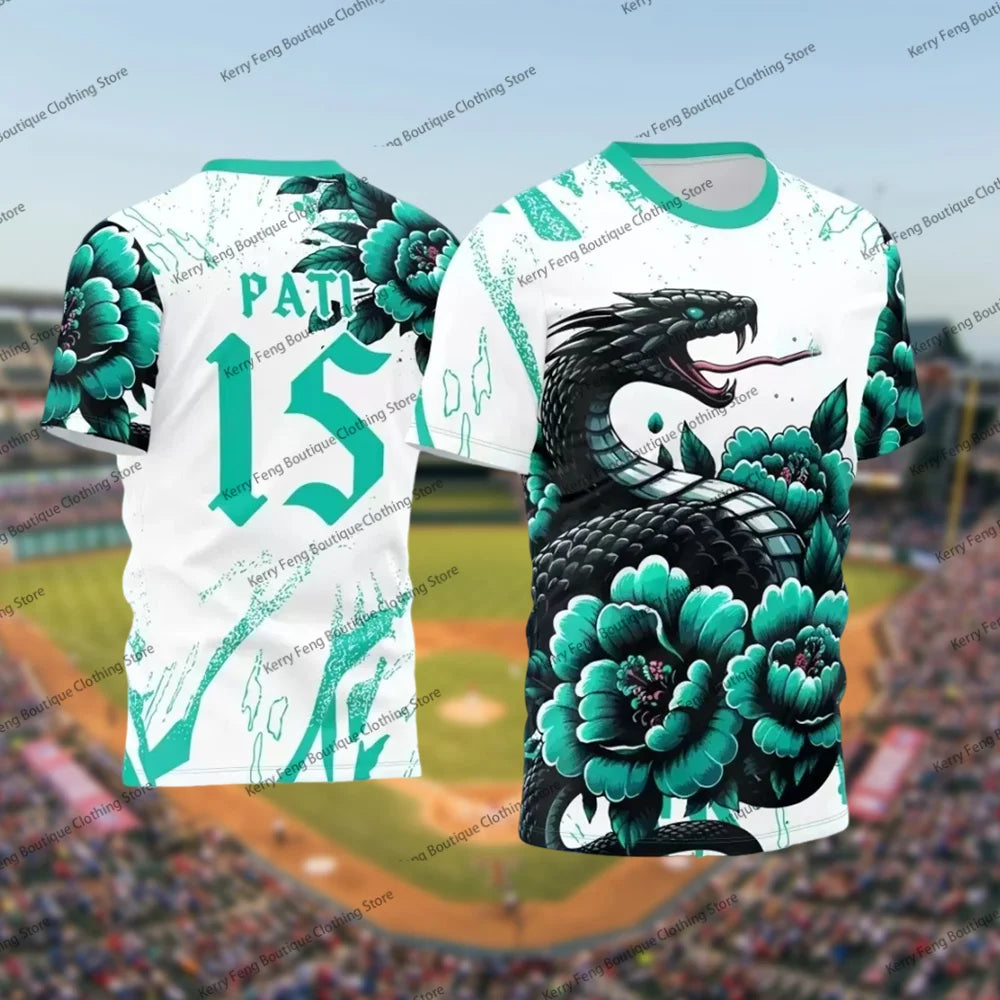 Camisa esportiva masculina de futebol com estampa 3D de verão, camiseta que absorve o suor, respirável e confortável para treino