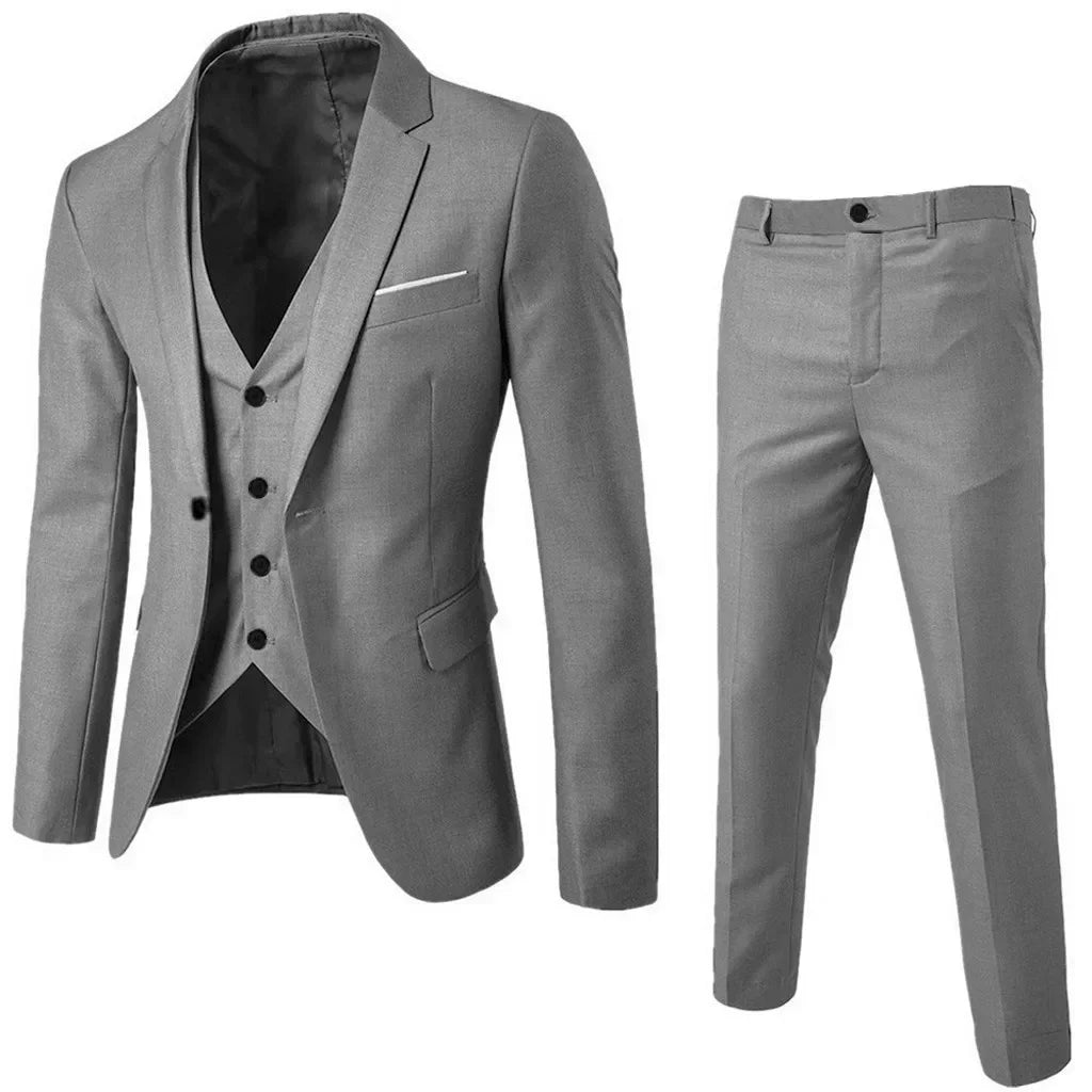 Ternos masculinos elegantes, 3 peças, 2 conjuntos de blazers, jaquetas, coletes, calças, luxo, clássico, 2025, casacos formais, trajes coreanos