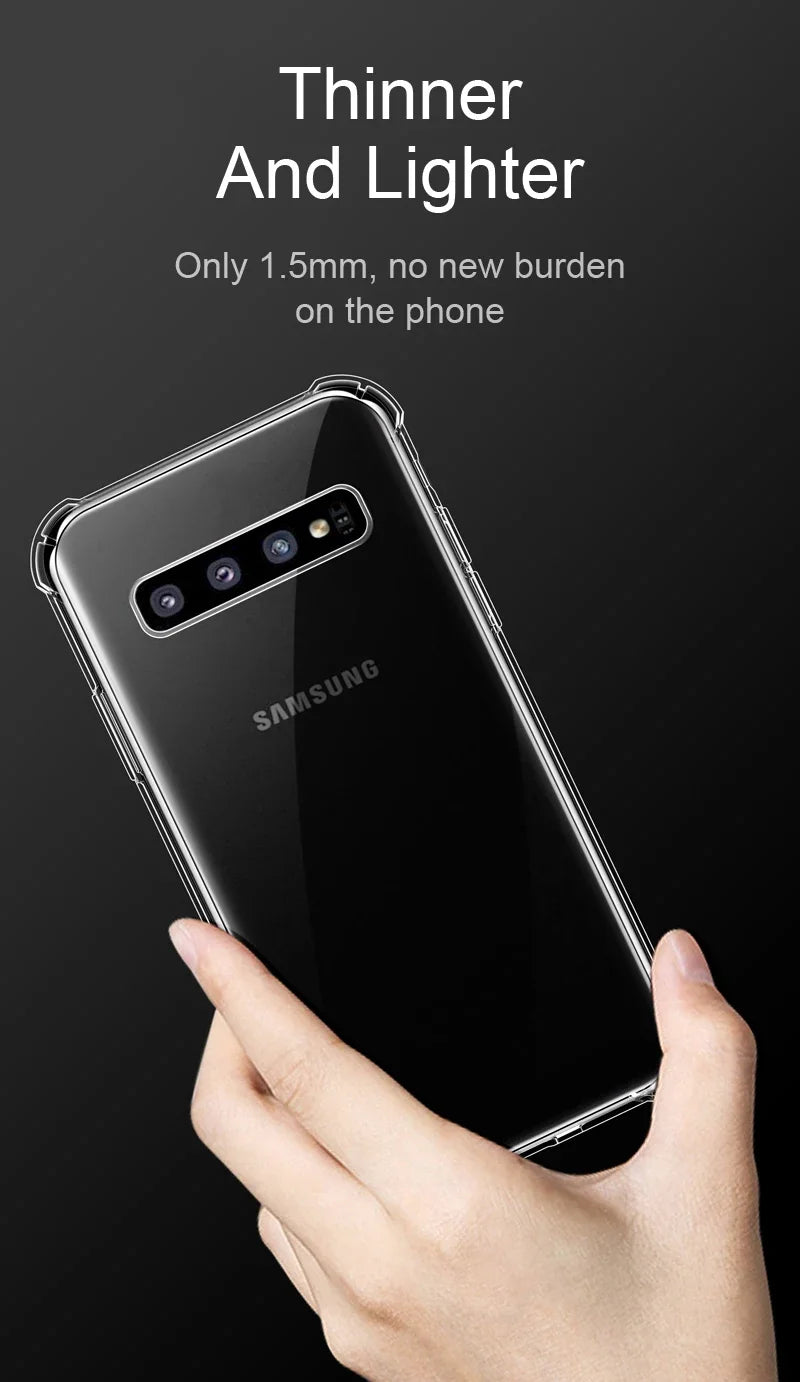 Capa de silicone de luxo para Samsung Galaxy S25 S24 S20 FE S10 S9 S8 Plus S10E Note 8 9 10 Lite, capa transparente macia e à prova de choque