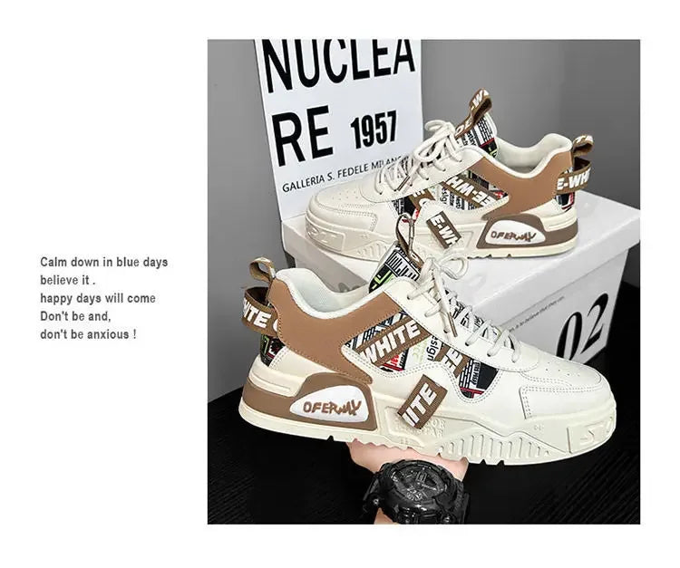 Tênis de couro da moda casual, novos sapatos masculinos para skate, calçados esportivos para corrida ao ar livre, caminhada, tênis, plataforma, calçados de luxo