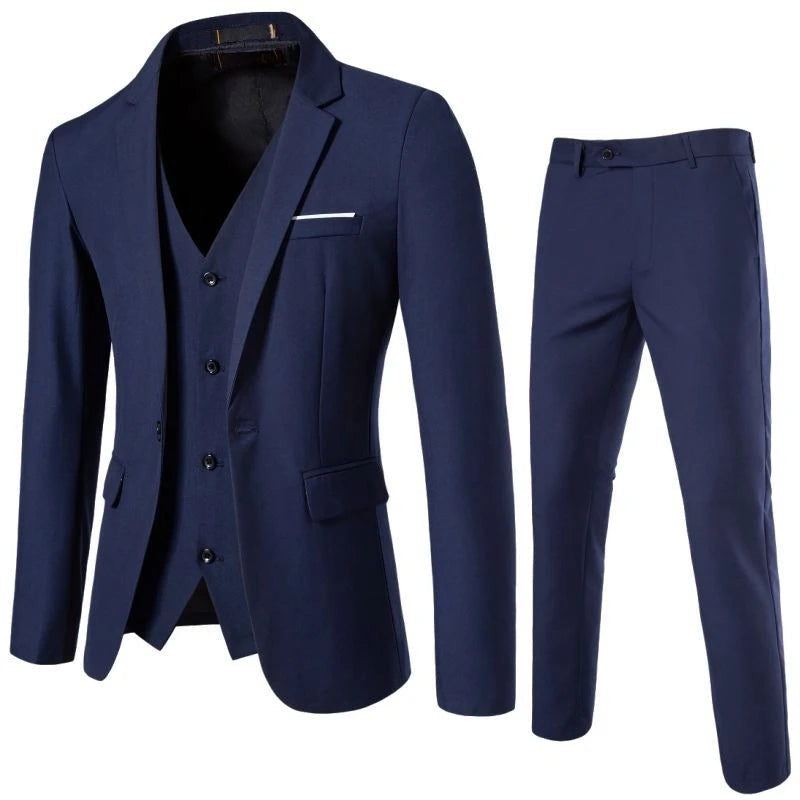 Ternos masculinos elegantes, 3 peças, 2 conjuntos de blazers, jaquetas, coletes, calças, luxo, clássico, 2025, casacos formais, trajes coreanos