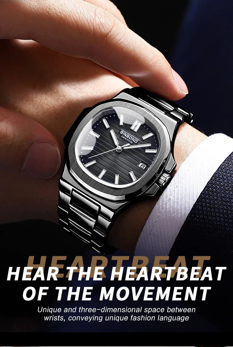 Novo relógio de pulso casual masculino de luxo, relógio automático de quartzo, moderno e moderno, relógio de pulso masculino