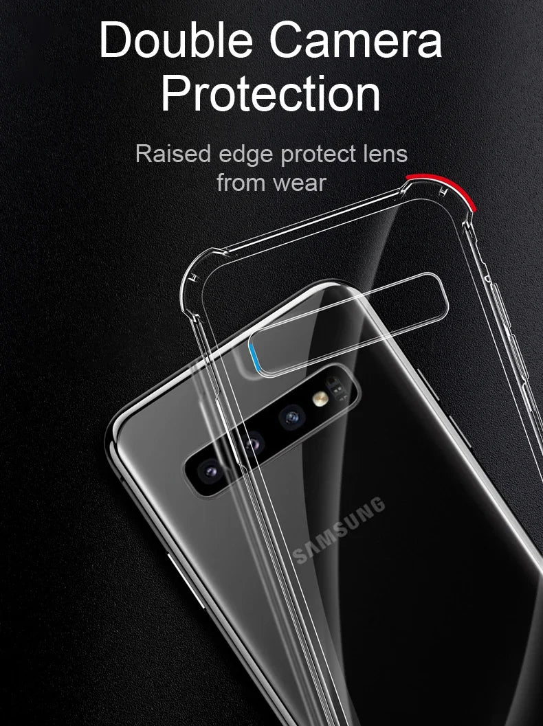 Capa de silicone de luxo para Samsung Galaxy S25 S24 S20 FE S10 S9 S8 Plus S10E Note 8 9 10 Lite, capa transparente macia e à prova de choque