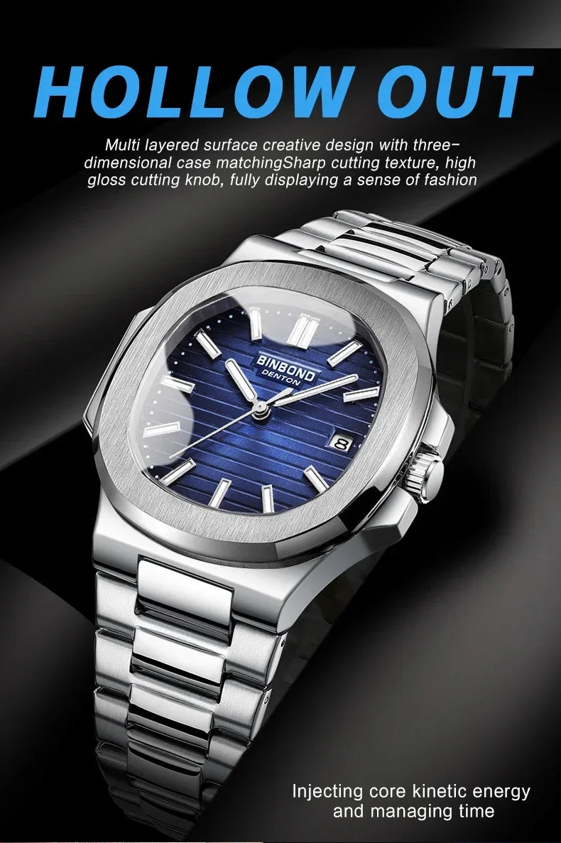 Novo relógio de pulso casual masculino de luxo, relógio automático de quartzo, moderno e moderno, relógio de pulso masculino