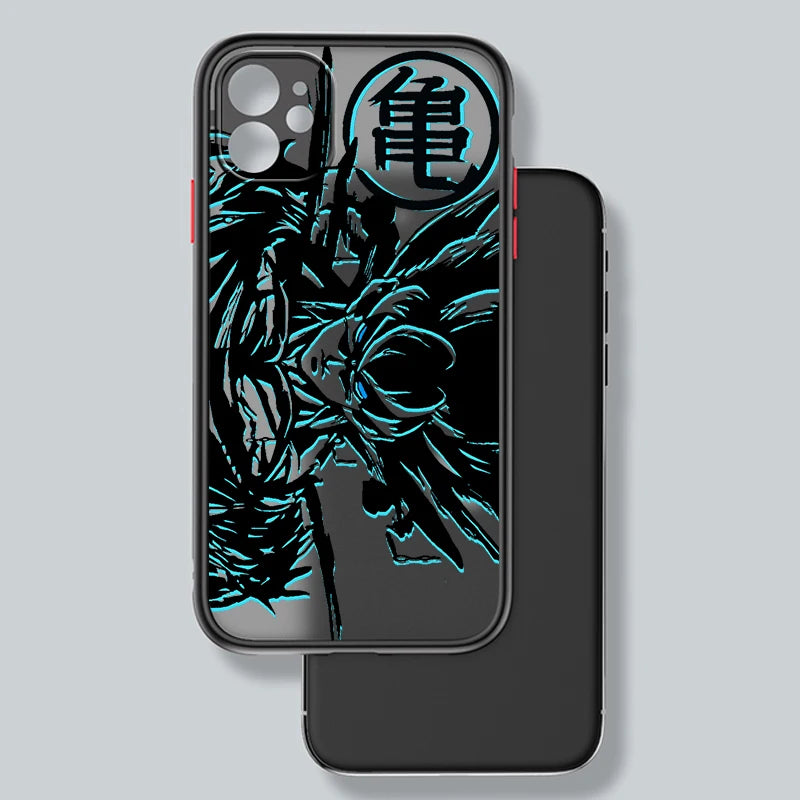 Capa de celular luxuosa D-Dragon Ball Goku fosca translúcida para Apple iPhone 15 14 13 12 11 XS XR X 8 7 SE Pro Max Plus Mini Funda