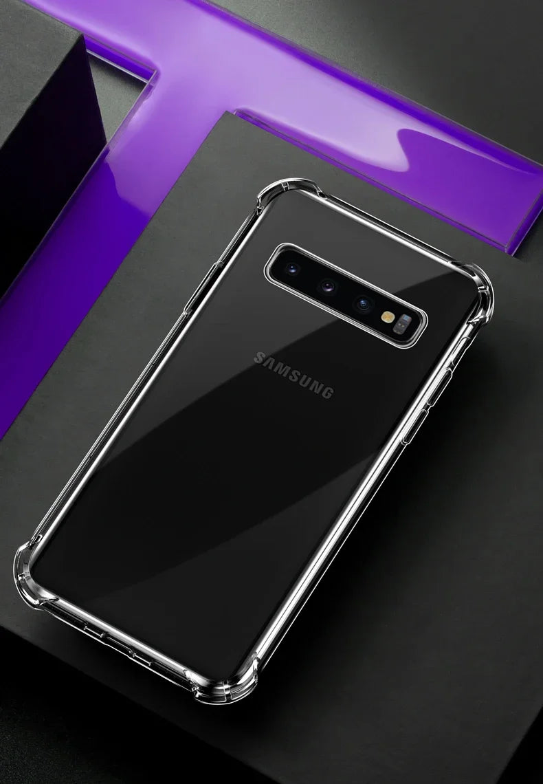 Capa de silicone de luxo para Samsung Galaxy S25 S24 S20 FE S10 S9 S8 Plus S10E Note 8 9 10 Lite, capa transparente macia e à prova de choque