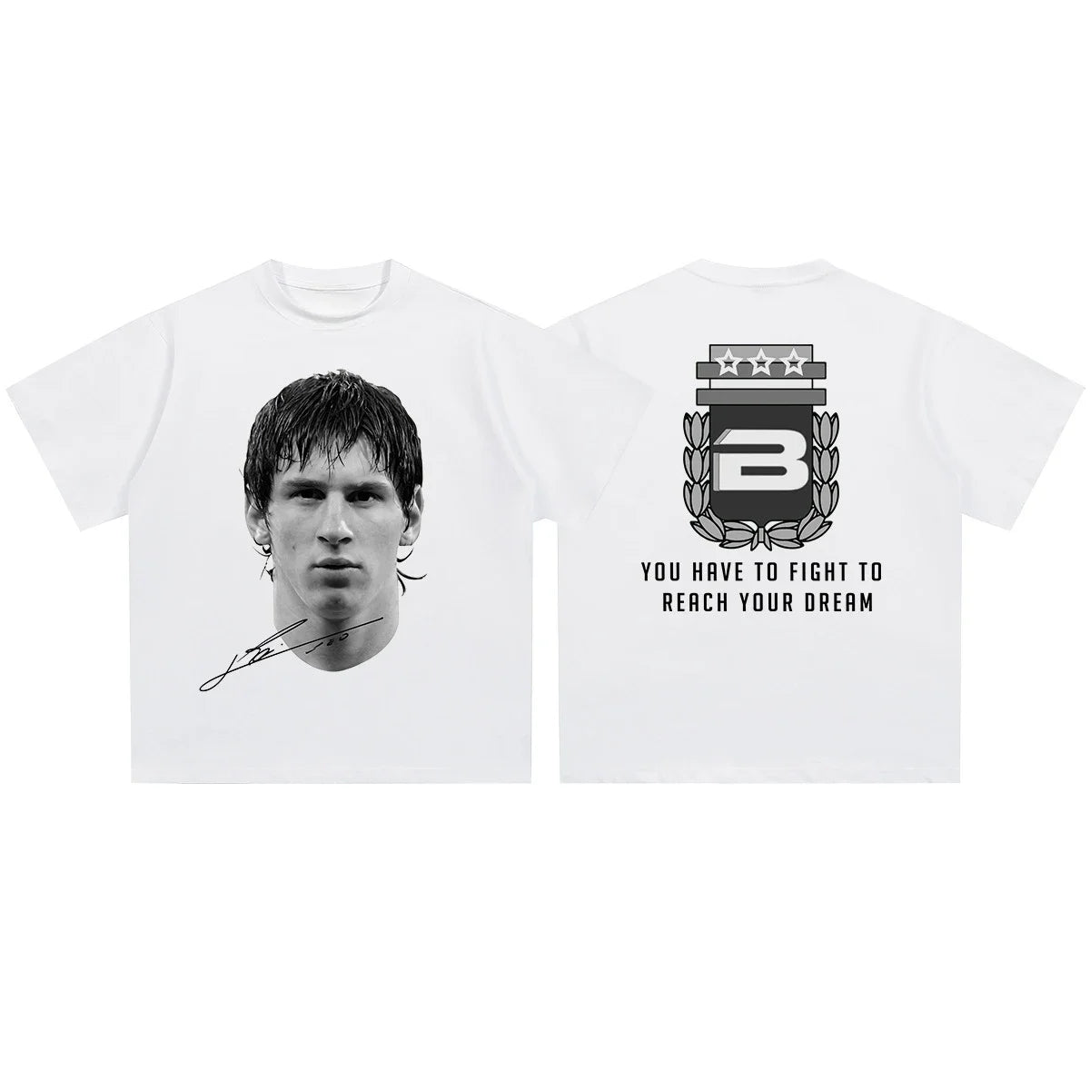 Leo Messi Vintage Print Sports Casual Short Sleeve T-shirt Men's and Women's American Tops