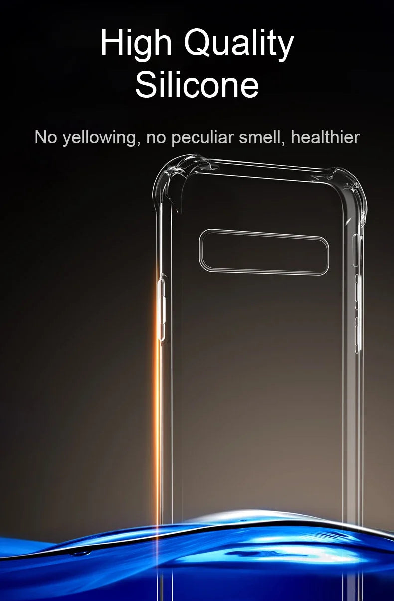 Capa de silicone de luxo para Samsung Galaxy S25 S24 S20 FE S10 S9 S8 Plus S10E Note 8 9 10 Lite, capa transparente macia e à prova de choque