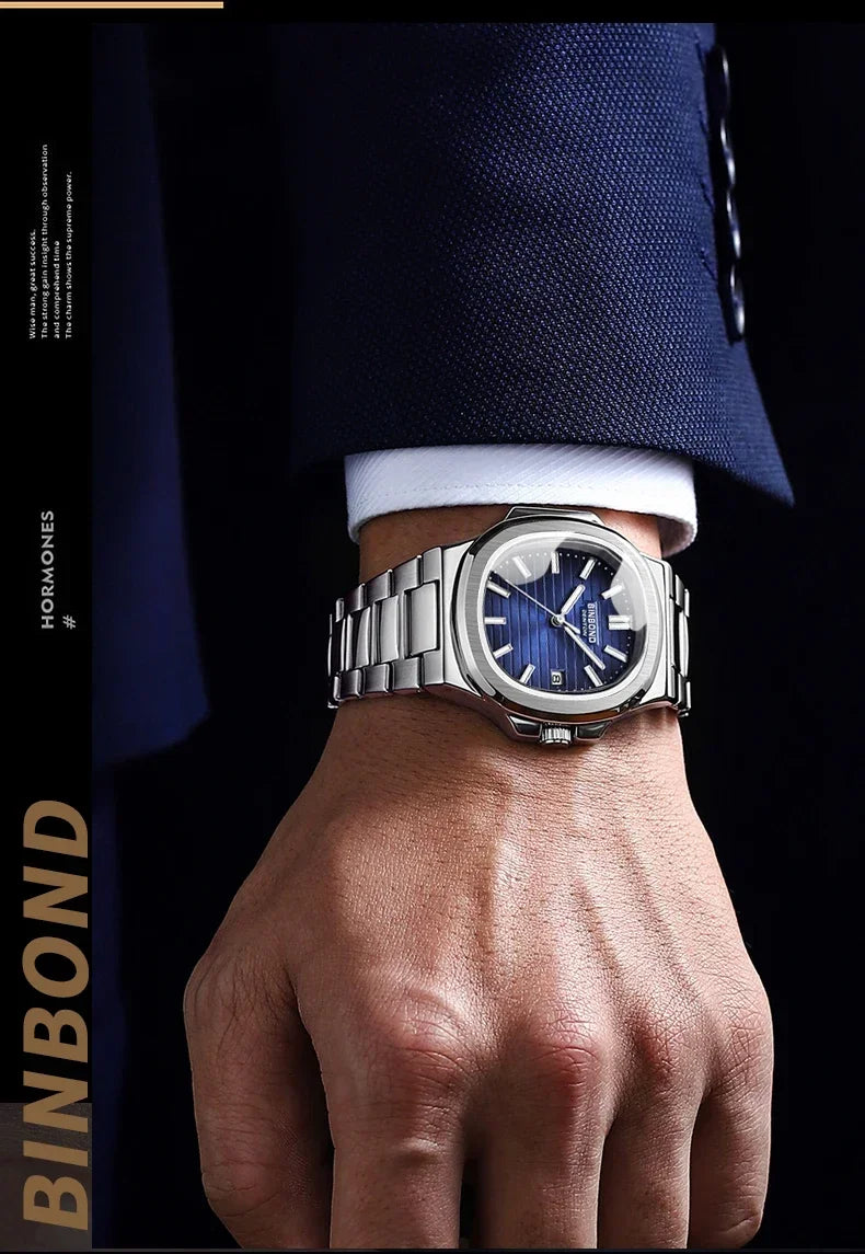 Novo relógio de pulso casual masculino de luxo, relógio automático de quartzo, moderno e moderno, relógio de pulso masculino