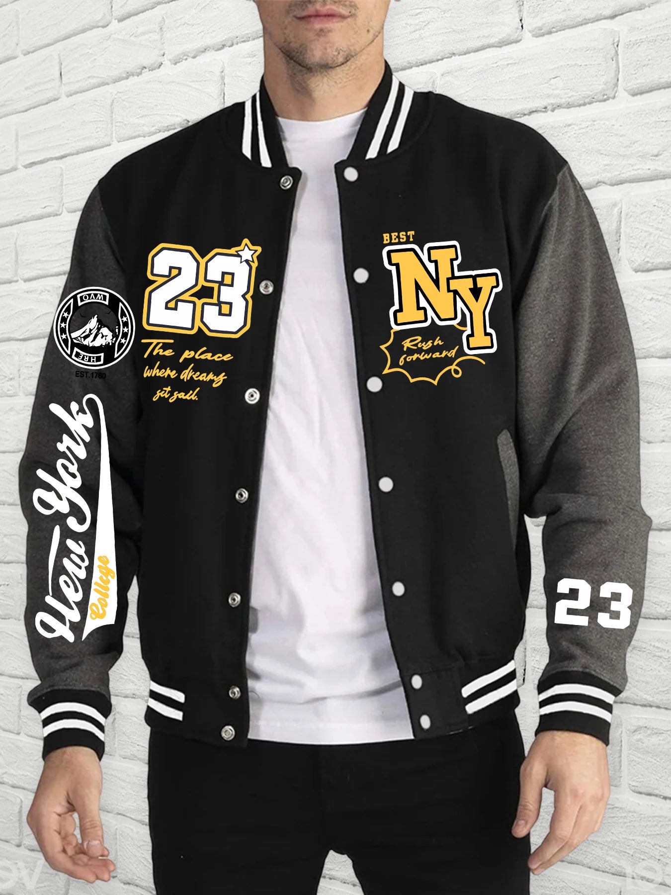 O lugar onde os sonhadores conseguiram uniforme de beisebol, moletom com capuz número da sorte 23, forro de pele, jaqueta americana masculina, primavera/outono, tops