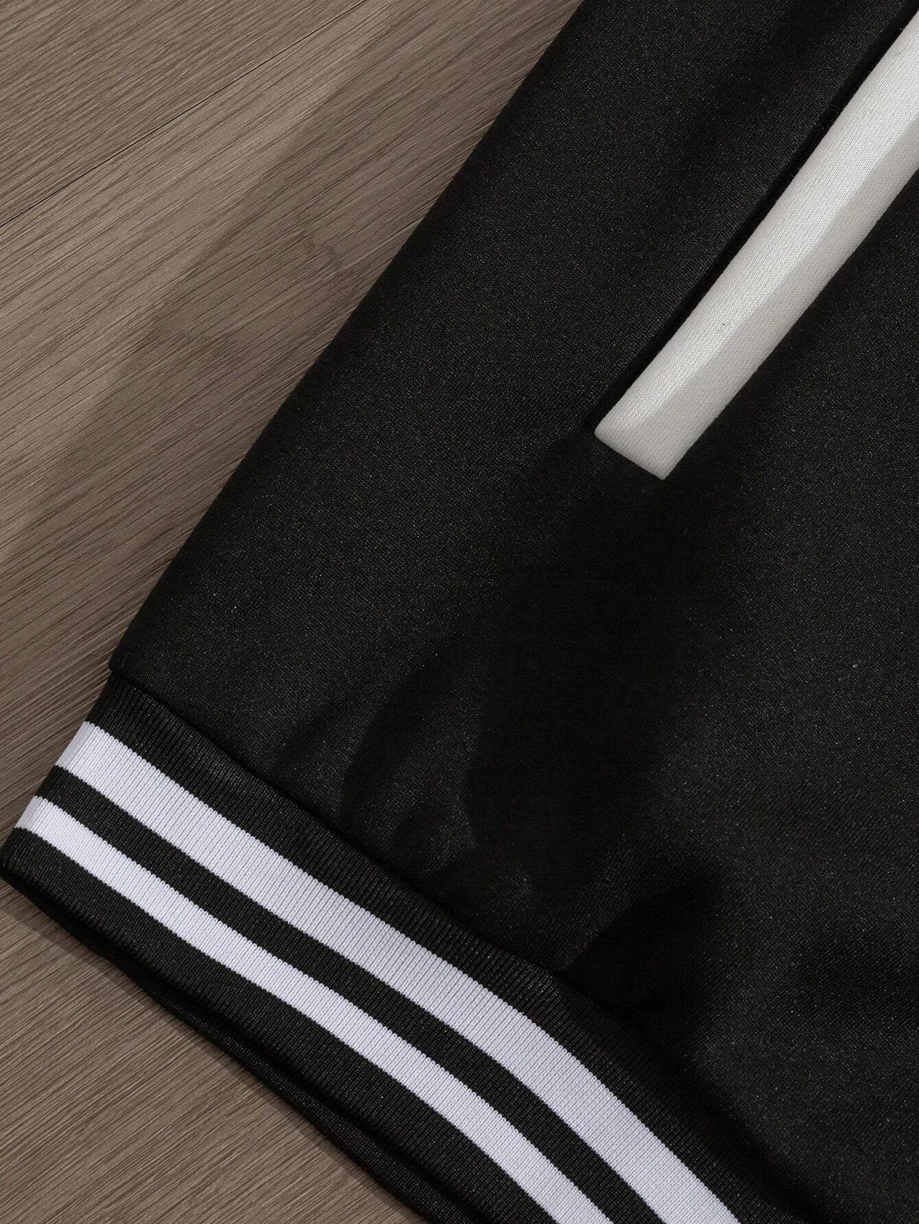 Jaqueta de beisebol masculina Manfinity EMRG com estampa simples e manga comprida para uso diário, jaqueta masculina, roupas masculinas, jaquetas para homens