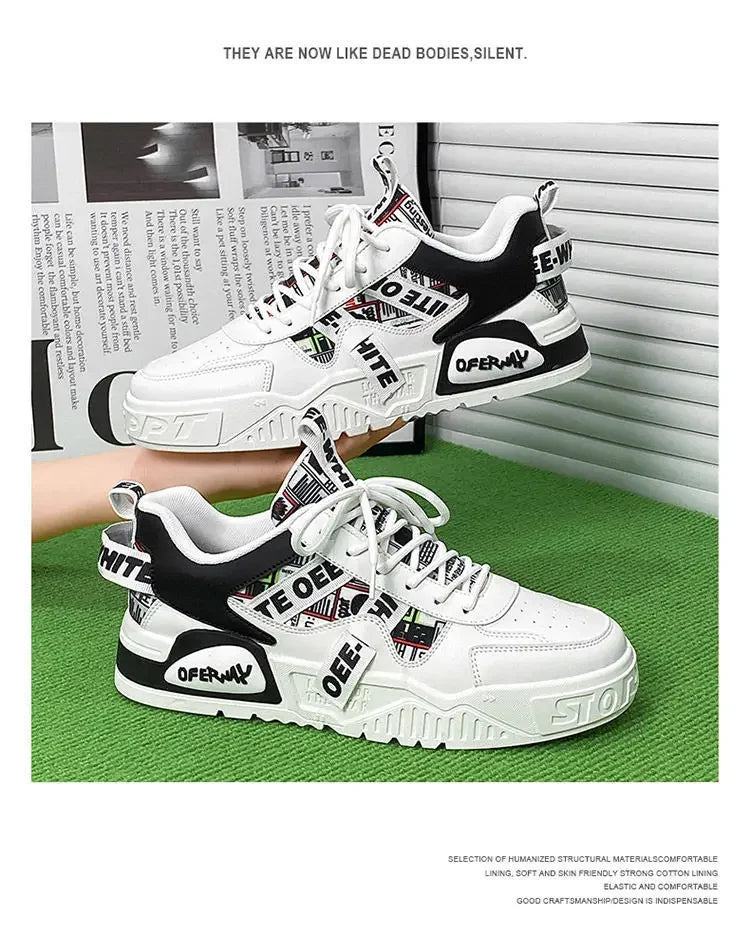 Tênis de couro da moda casual, novos sapatos masculinos para skate, calçados esportivos para corrida ao ar livre, caminhada, tênis, plataforma, calçados de luxo