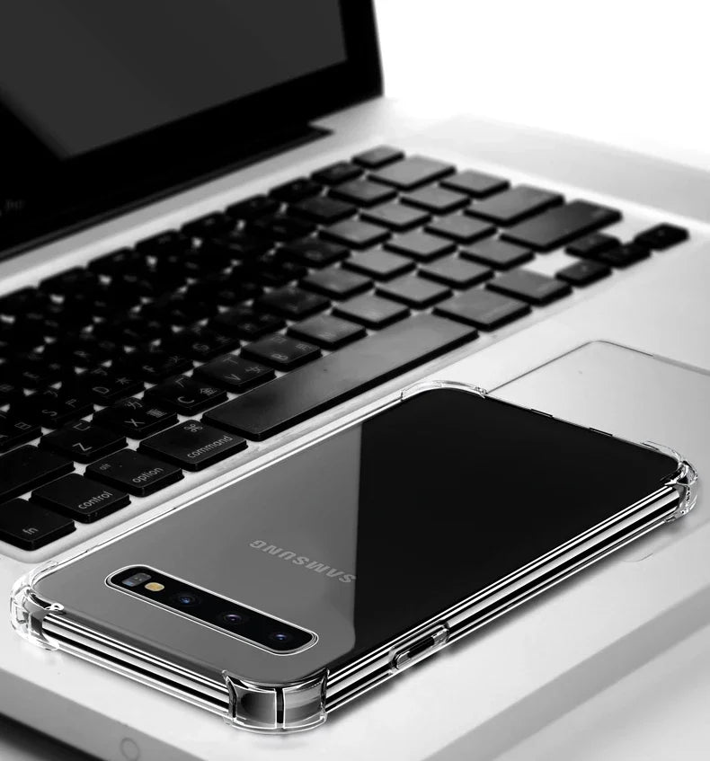 Capa de silicone de luxo para Samsung Galaxy S25 S24 S20 FE S10 S9 S8 Plus S10E Note 8 9 10 Lite, capa transparente macia e à prova de choque