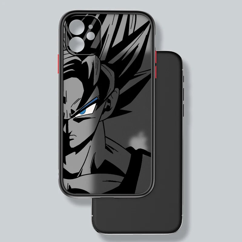 Capa de celular luxuosa D-Dragon Ball Goku fosca translúcida para Apple iPhone 15 14 13 12 11 XS XR X 8 7 SE Pro Max Plus Mini Funda