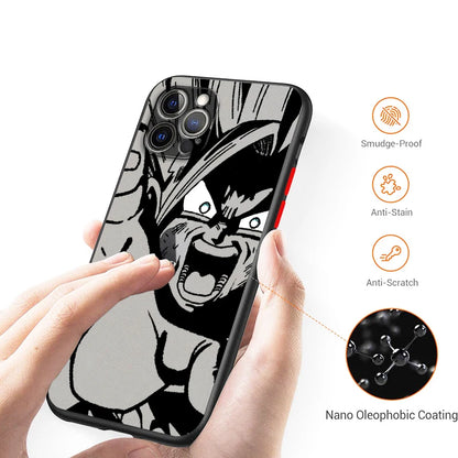 Capa de celular luxuosa D-Dragon Ball Goku fosca translúcida para Apple iPhone 15 14 13 12 11 XS XR X 8 7 SE Pro Max Plus Mini Funda