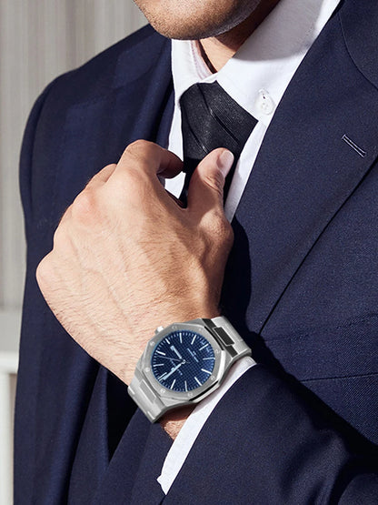 Relógio de pulso masculino SAPPHERO de luxo para negócios em aço inoxidável, esportivo, à prova d'água, resistente, presente para homens