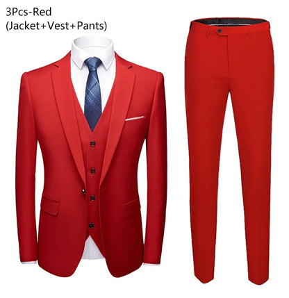 Ternos masculinos elegantes, 3 peças, 2 conjuntos de blazers, jaquetas, coletes, calças, luxo, clássico, 2025, casacos formais, trajes coreanos