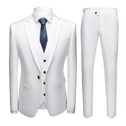 Ternos masculinos elegantes, 3 peças, 2 conjuntos de blazers, jaquetas, coletes, calças, luxo, clássico, 2025, casacos formais, trajes coreanos