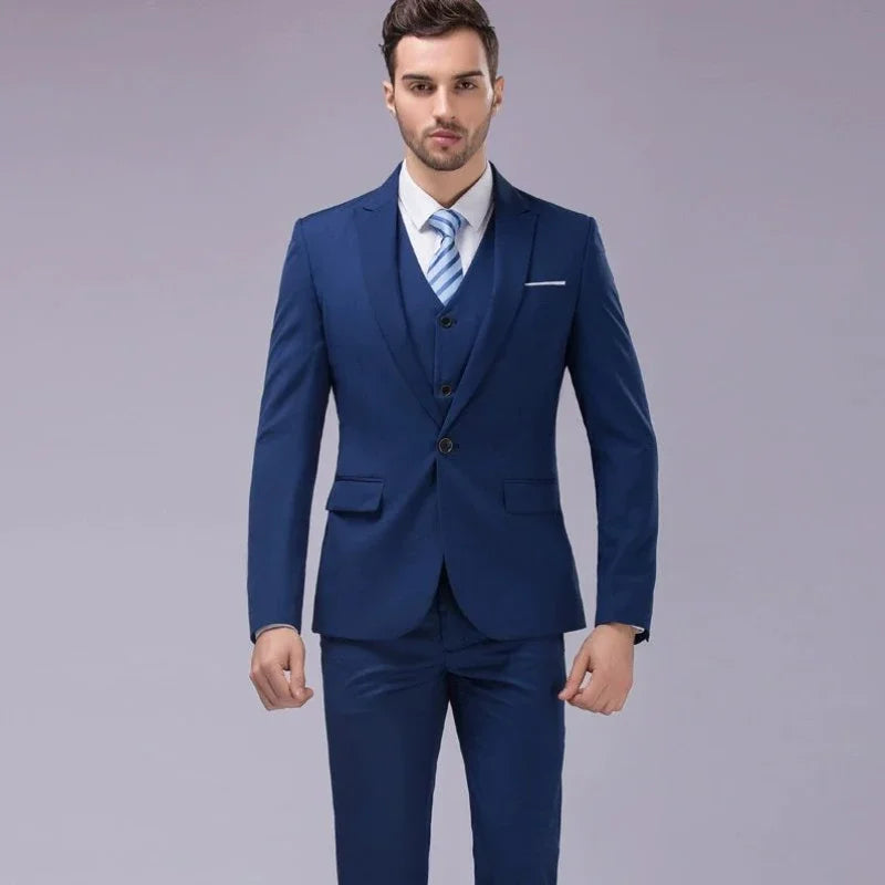 Ternos masculinos elegantes, 3 peças, 2 conjuntos de blazers, jaquetas, coletes, calças, luxo, clássico, 2025, casacos formais, trajes coreanos