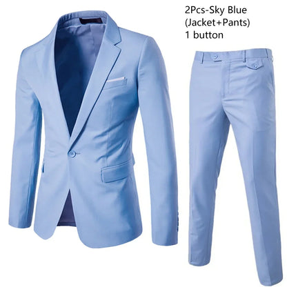 Ternos masculinos elegantes, 3 peças, 2 conjuntos de blazers, jaquetas, coletes, calças, luxo, clássico, 2025, casacos formais, trajes coreanos