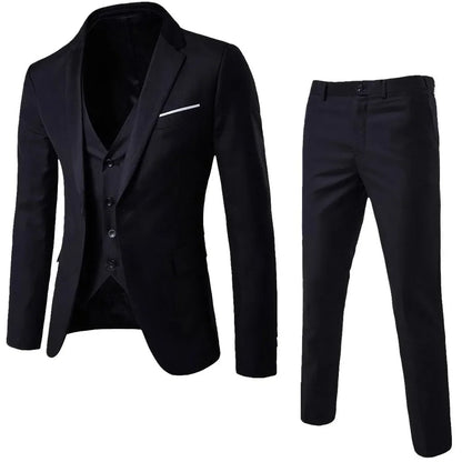 Ternos masculinos elegantes, 3 peças, 2 conjuntos de blazers, jaquetas, coletes, calças, luxo, clássico, 2025, casacos formais, trajes coreanos