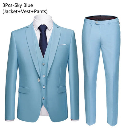 Ternos masculinos elegantes, 3 peças, 2 conjuntos de blazers, jaquetas, coletes, calças, luxo, clássico, 2025, casacos formais, trajes coreanos