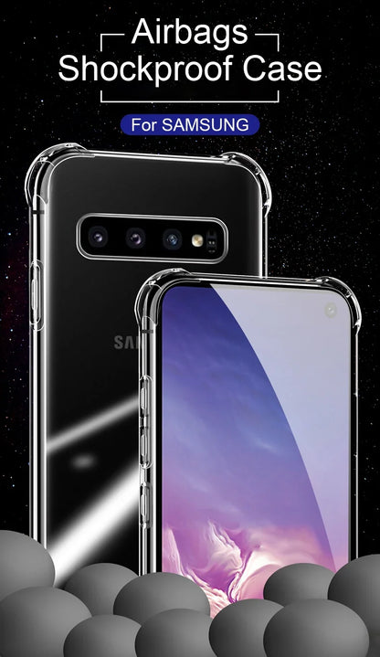 Capa de silicone de luxo para Samsung Galaxy S25 S24 S20 FE S10 S9 S8 Plus S10E Note 8 9 10 Lite, capa transparente macia e à prova de choque