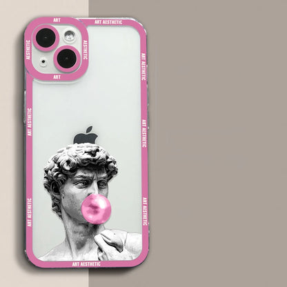 Capa de celular transparente David Mona Lisa com estética da Great Art para iPhone 16, 15, 14, 13, 12, 11 Pro Max, 16E Mini XS X SE2, 7, 8 Plus
