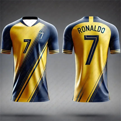 Camisa esportiva infantil e adulta Ronaldo nº 7, camiseta respirável para futebol ao ar livre, corrida, musculação, treinamento, roupa