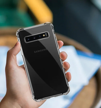 Capa de silicone de luxo para Samsung Galaxy S25 S24 S20 FE S10 S9 S8 Plus S10E Note 8 9 10 Lite, capa transparente macia e à prova de choque