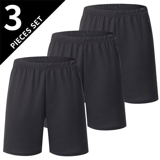 1/3 peças shorts masculinos plus size de malha preta de secagem rápida corrida fitness basquete futebol 5 calças adolescentes calças elásticas na cintura