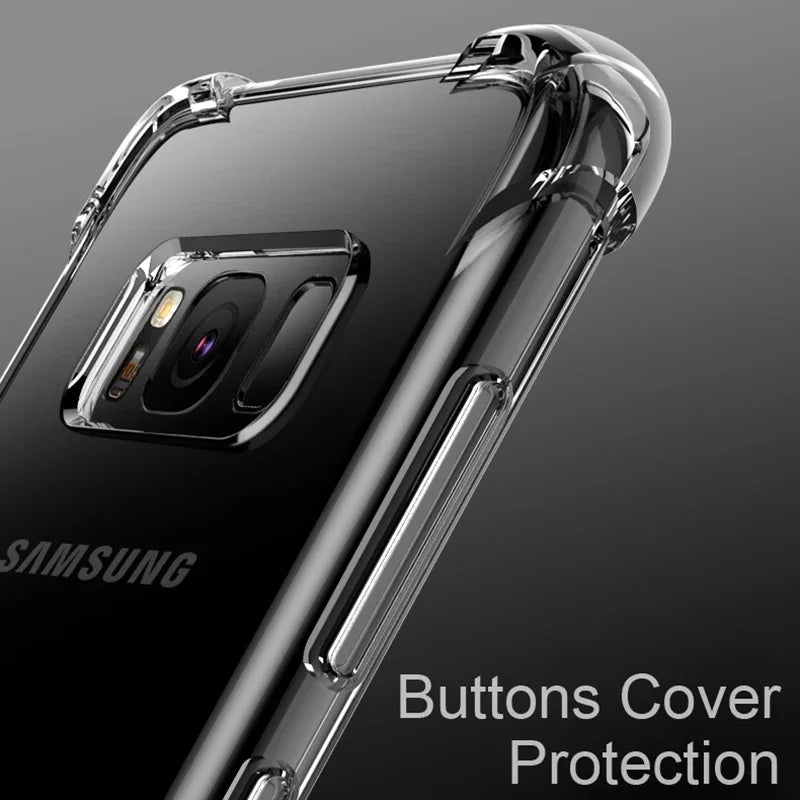 Capa de silicone de luxo para Samsung Galaxy S25 S24 S20 FE S10 S9 S8 Plus S10E Note 8 9 10 Lite, capa transparente macia e à prova de choque
