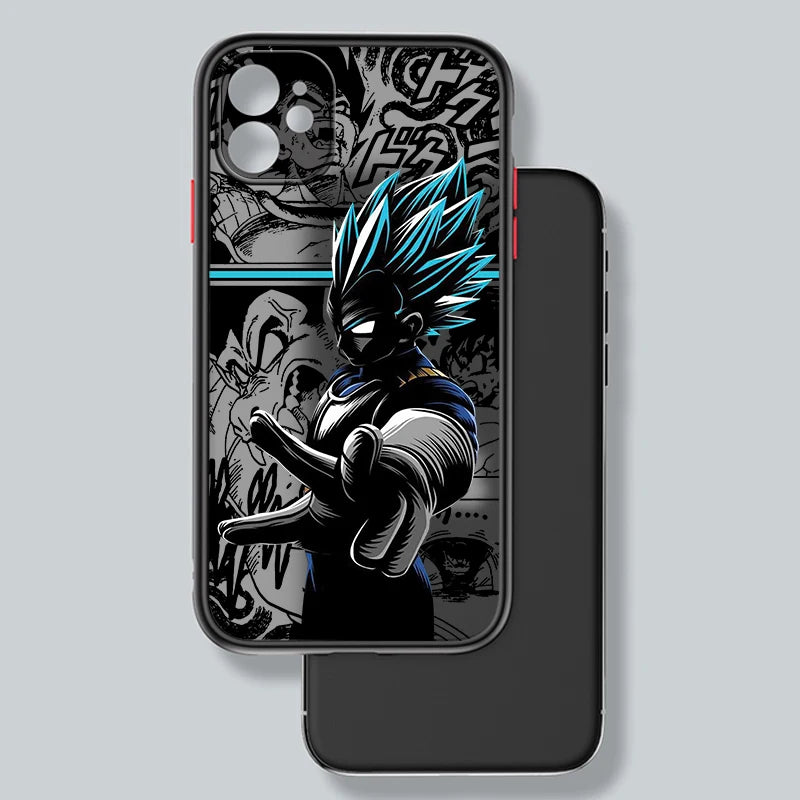 Capa de celular luxuosa D-Dragon Ball Goku fosca translúcida para Apple iPhone 15 14 13 12 11 XS XR X 8 7 SE Pro Max Plus Mini Funda
