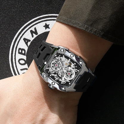 MEGIR Relógio Mecânico Masculino de Marca Top Fashion, Esportivo, Oco, Automático, Relógio de Pulso Luminoso, À Prova D'Água