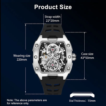 MEGIR Relógio Mecânico Masculino de Marca Top Fashion, Esportivo, Oco, Automático, Relógio de Pulso Luminoso, À Prova D'Água