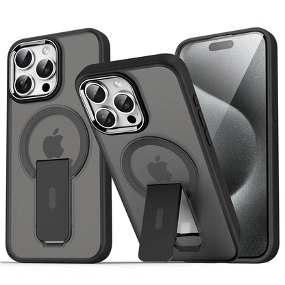 Capa de celular magnética dobrável Magsafe de luxo para iPhone 16, 15, 14 Plus, 13, 12, 11 Pro Max, capa traseira translúcida fosca
