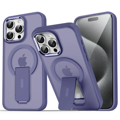 Capa de celular magnética dobrável Magsafe de luxo para iPhone 16, 15, 14 Plus, 13, 12, 11 Pro Max, capa traseira translúcida fosca