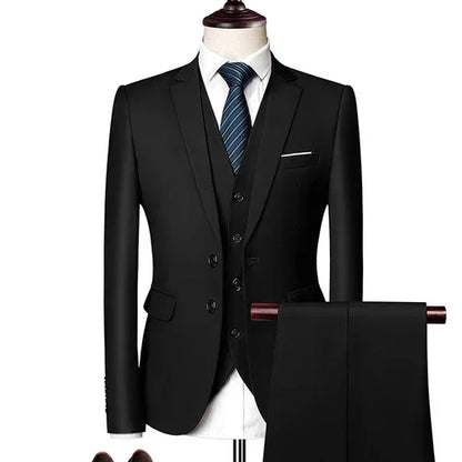 Ternos masculinos elegantes, 3 peças, 2 conjuntos de blazers, jaquetas, coletes, calças, luxo, clássico, 2025, casacos formais, trajes coreanos