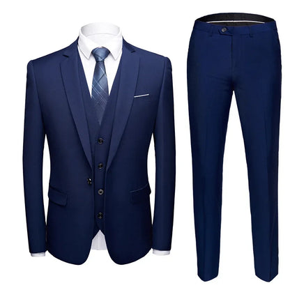 Ternos masculinos elegantes, 3 peças, 2 conjuntos de blazers, jaquetas, coletes, calças, luxo, clássico, 2025, casacos formais, trajes coreanos