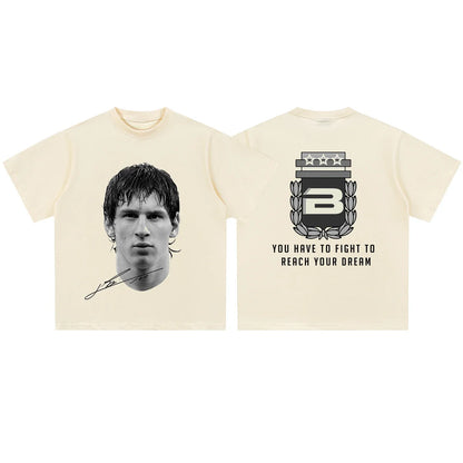 Leo Messi Vintage Print Sports Casual Short Sleeve T-shirt Men's and Women's American  Tops