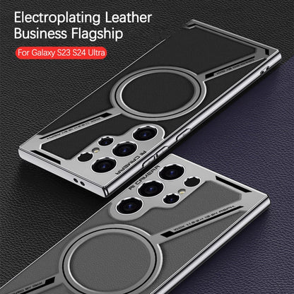 Capa de celular de couro liso com revestimento de luxo para Samsung Galaxy S25 S24 S23 Ultra Magsafe, capa protetora magnética com carregamento sem fio