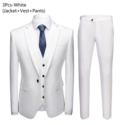 Ternos masculinos elegantes, 3 peças, 2 conjuntos de blazers, jaquetas, coletes, calças, luxo, clássico, 2025, casacos formais, trajes coreanos