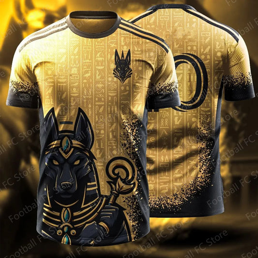 Novo kit de design de kit de futebol egípcio Anubis impresso em 3D para o verão de 2024, edição comemorativa especial