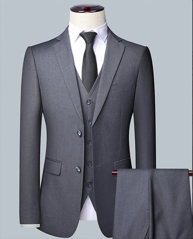 Terno masculino de cor sólida, alta qualidade, moda 2025, banquete, casamento, tendência, padrinho, solteiro, 3/2/1