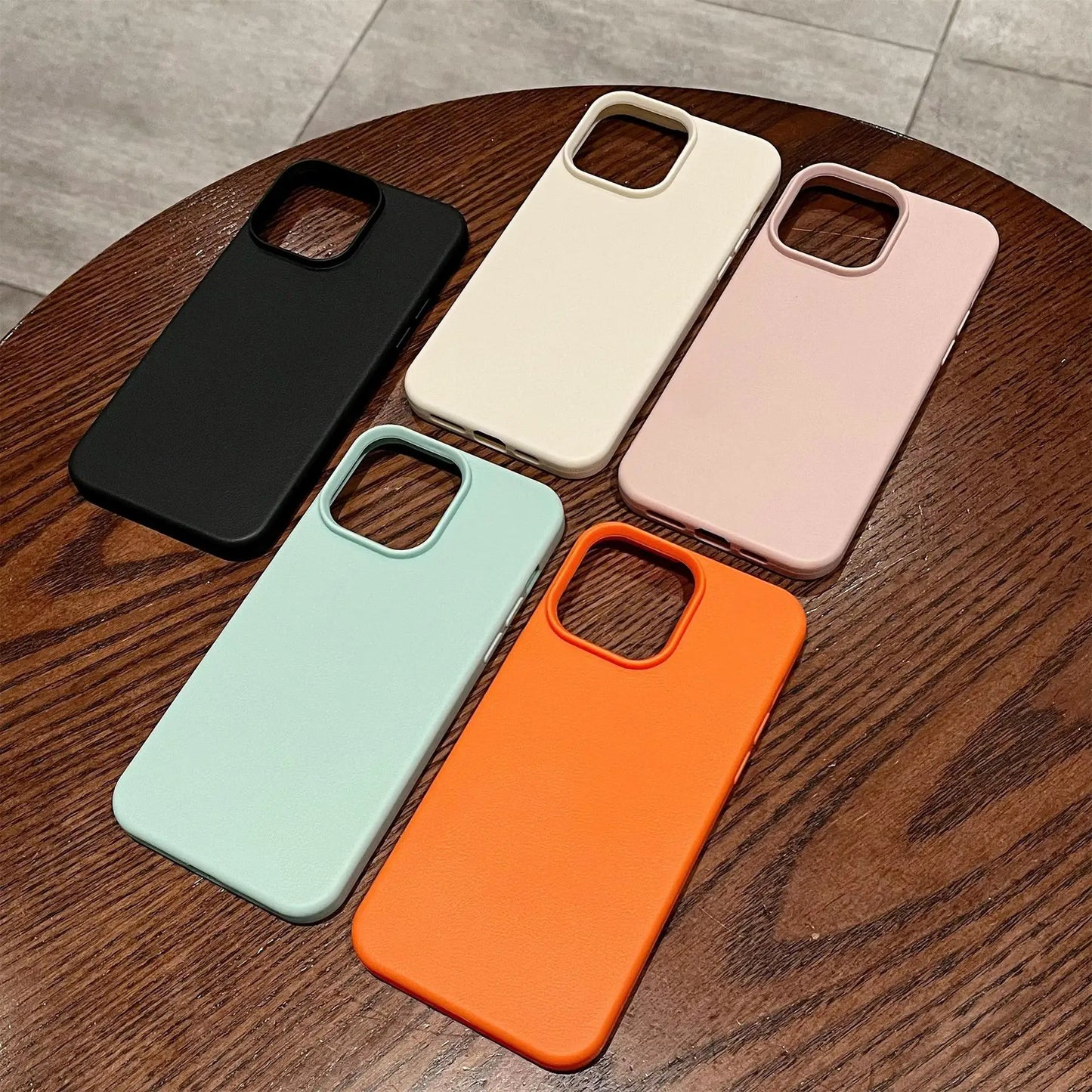 Capa de celular luxuosa de couro com linhas de lichia e silicone para iPhone 16, 15, 14, 13, 12, 11 Pro Max, X, XS, XR Max Plus, macia e à prova de choque, capa completa