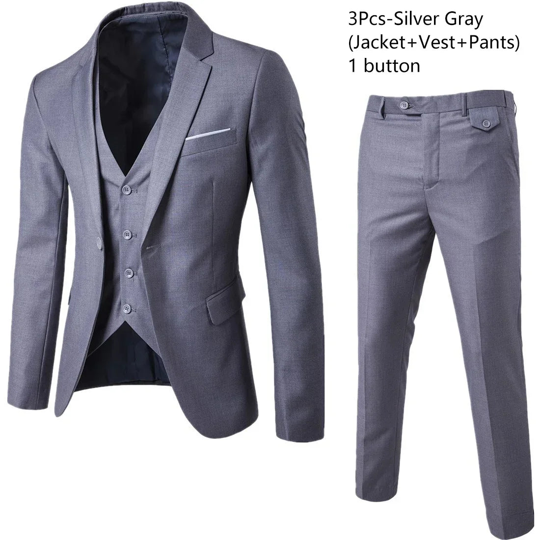 Ternos masculinos elegantes, 3 peças, 2 conjuntos de blazers, jaquetas, coletes, calças, luxo, clássico, 2025, casacos formais, trajes coreanos