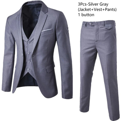 Ternos masculinos elegantes, 3 peças, 2 conjuntos de blazers, jaquetas, coletes, calças, luxo, clássico, 2025, casacos formais, trajes coreanos