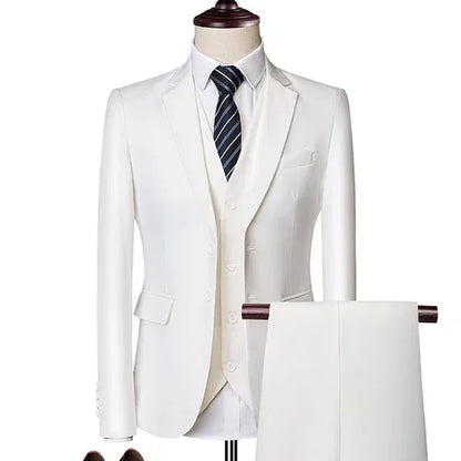 Ternos masculinos elegantes, 3 peças, 2 conjuntos de blazers, jaquetas, coletes, calças, luxo, clássico, 2025, casacos formais, trajes coreanos