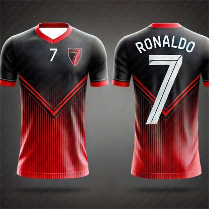 Camisa esportiva infantil e adulta Ronaldo nº 7, camiseta respirável para futebol ao ar livre, corrida, musculação, treinamento, roupa