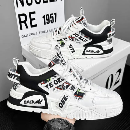 Tênis de couro da moda casual, novos sapatos masculinos para skate, calçados esportivos para corrida ao ar livre, caminhada, tênis, plataforma, calçados de luxo